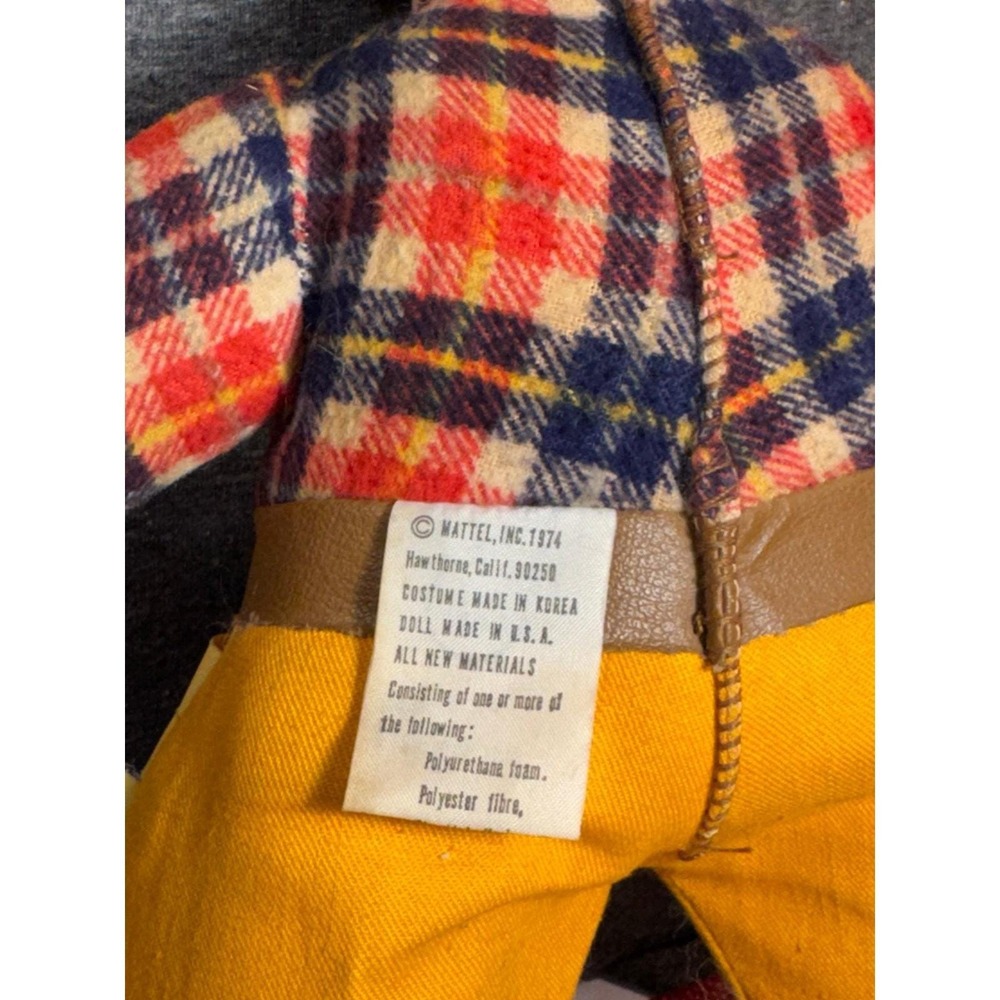 Vintage 1974 Mattel Love Notes Bucky Doll Cowboy Musical Toy Red Hair Plaid Chap - Picture 5 of 5